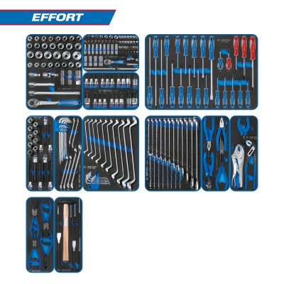 Набор инструментов 235 предметов, "EFFORT", для тележки, 12 ложементов KING TONY 934-235MRVD