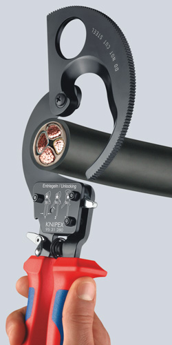 Кабелерез усиленный, с трещоткой 250 мм KNIPEX KN-9531250
