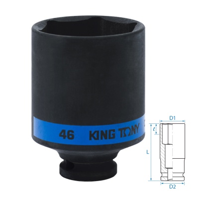 Головка торцевая ударная глубокая шестигранная 1/2", 46 мм KING TONY 443546M
