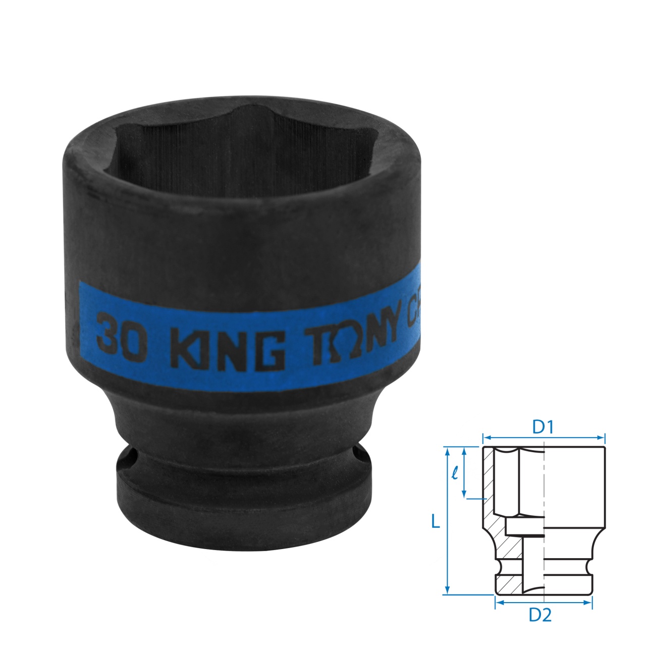 Головка торцевая ударная шестигранная 1/2", 30 мм KING TONY 453530M