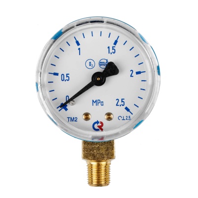 Манометр 1/8", 50 мм, 2,5 МПа, радиальный, кислород РОСМА 001.050.911