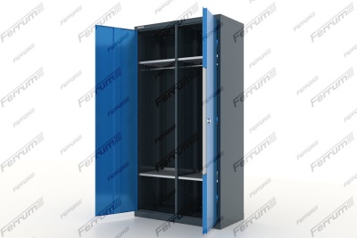 Шкаф металлический для одежды двухсекционный, "Premium", тёмно-серый - синий FERRUM 13.2041-5015/7016