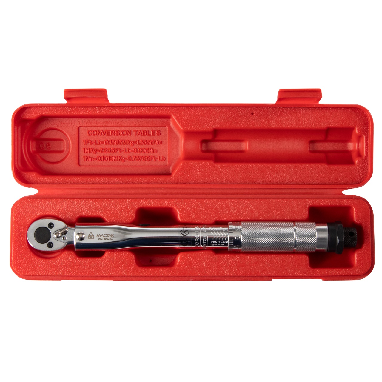 Ключ динамометрический 1/4", 2-24 Нм, в пластиковом кейсе МАСТАК 012-20024C