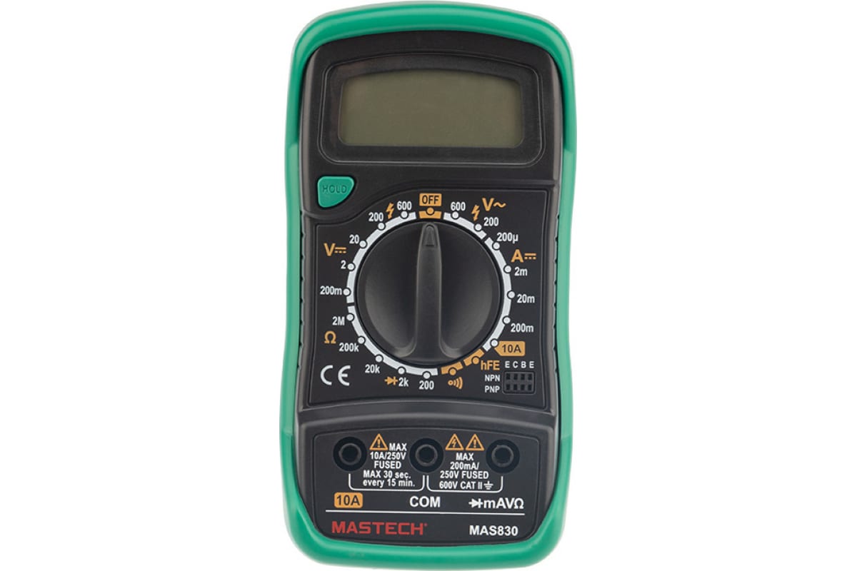 Мультиметр цифровой, обрезиненный корпус MASTECH MAS830