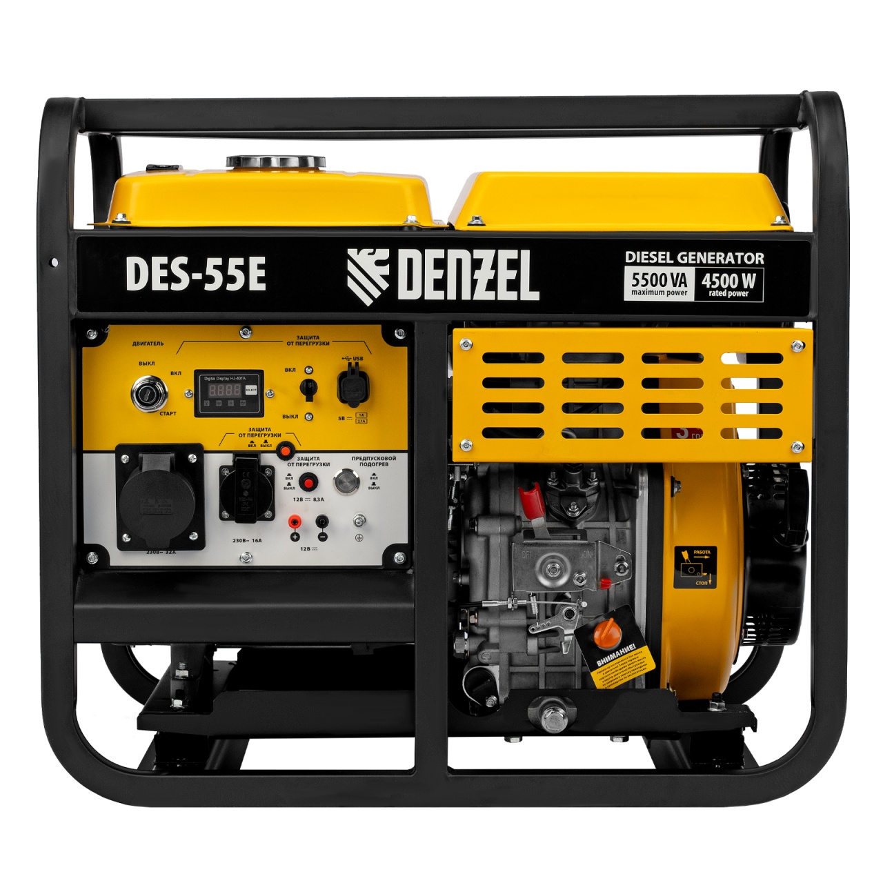 Генератор дизельный DES-55E, 5,5 кВт, с электростартером DENZEL 94414