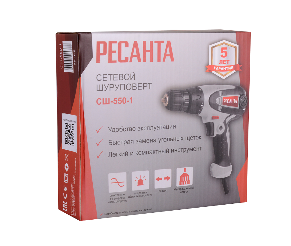 Шуруповерт 550 Вт, СШ-550-1 РЕСАНТА 75/16/2