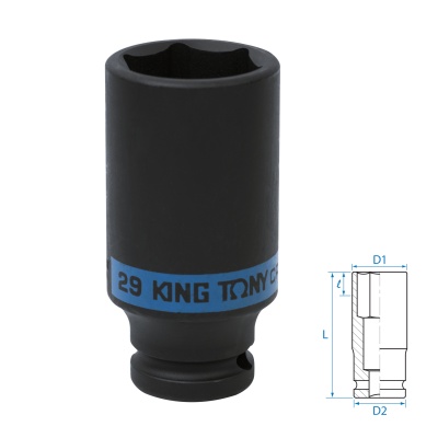 Головка торцевая ударная глубокая шестигранная 1/2", 29 мм KING TONY 443529M