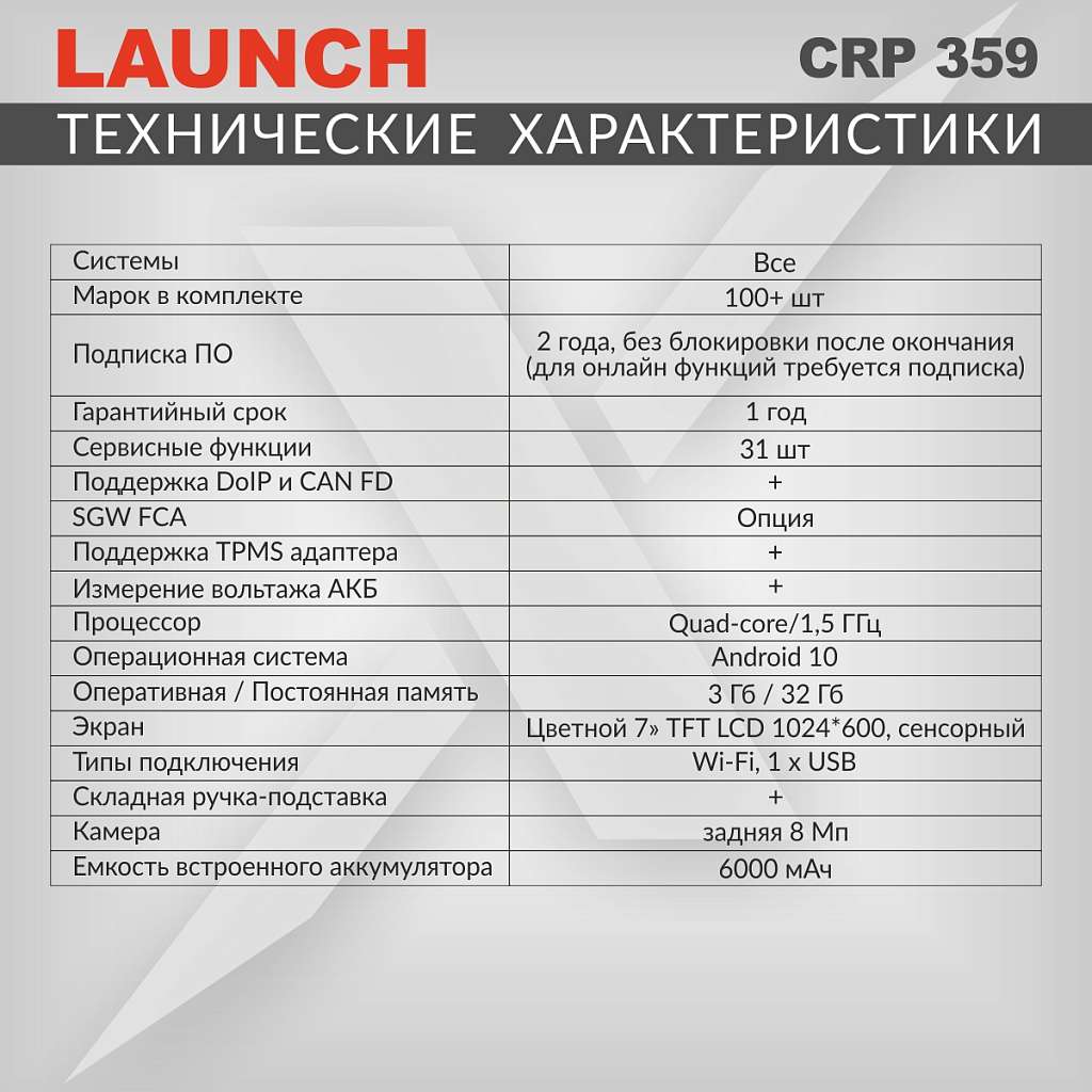 Сканер диагностический CRP359 LAUNCH LNC-122