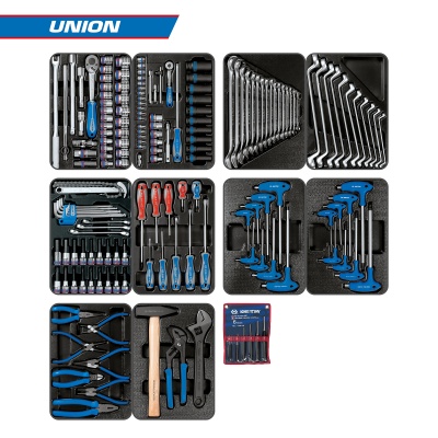 Набор инструментов 173 предмета, "UNION", для тележки, 10 ложементов KING TONY 932-000MRD-MT