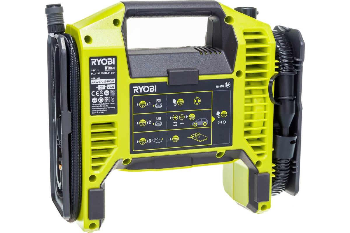Компрессор автомобильный, аккумуляторный ONE+,18В RYOBI R18MI-0