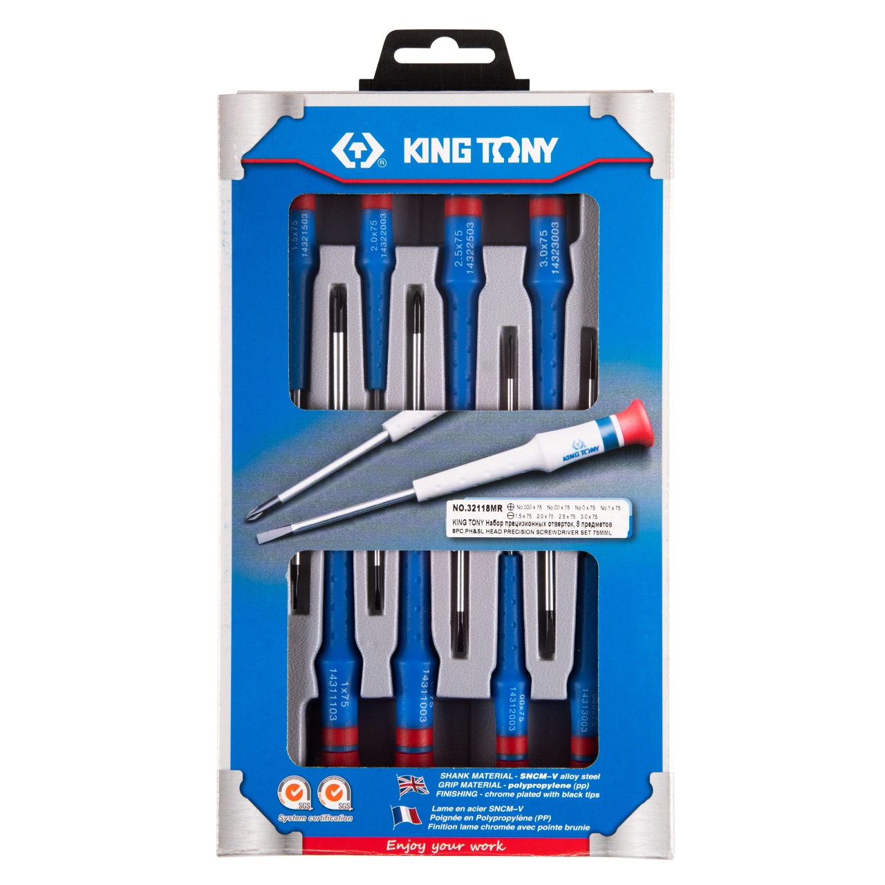 Набор прецизионных отверток, 8 предметов KING TONY 32218MR