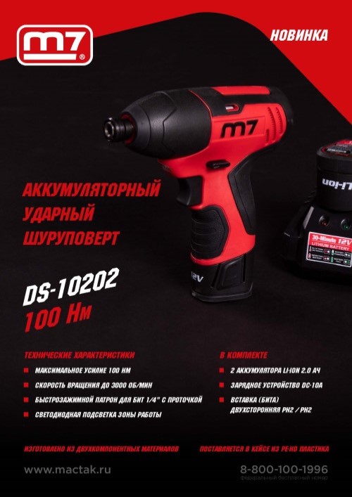 Аккумуляторный ударный шуруповерт DS-10202