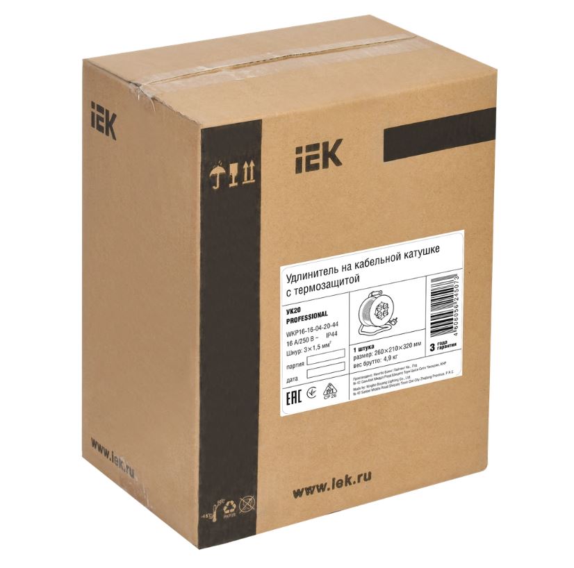 Удлинитель на катушке"Professional" 20 м, 16 А, IP44 IEK WKP16-16-04-20-44