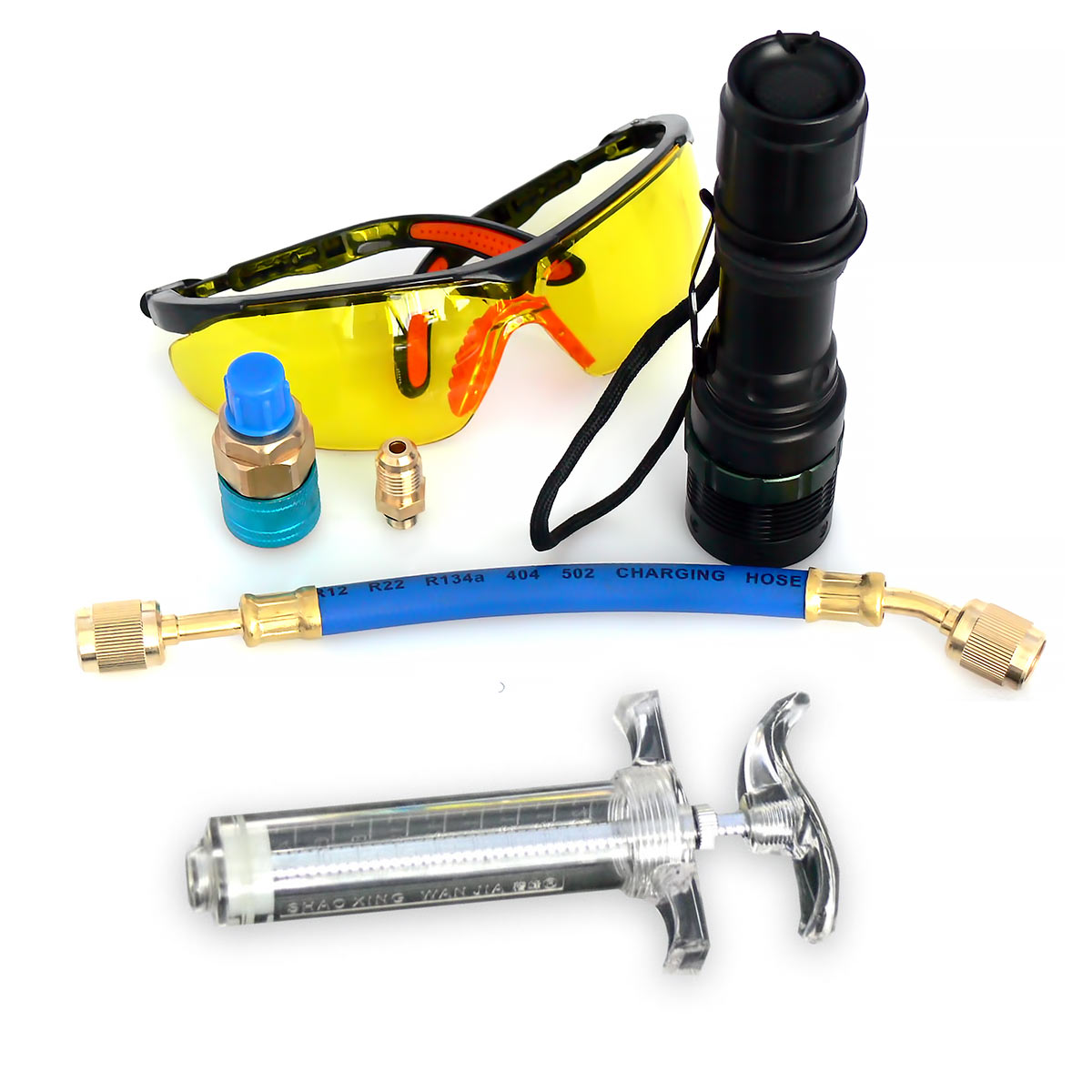 Фонарь ультрафиолетовый и очки для поиска утечек фреона, кейс CAR-TOOL CT-1000