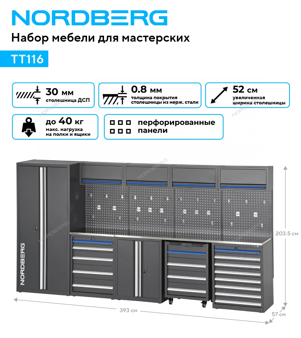 Набор мебели, "рабочее место", 14 предметов NORDBERG TT116