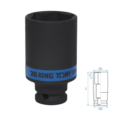 Головка торцевая ударная глубокая шестигранная 1/2", 36 мм KING TONY 443536M