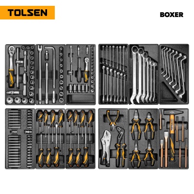 Набор инструментов 157 предметов, "BOXER", для тележки, 12 ложементов TOLSEN TT85415-157