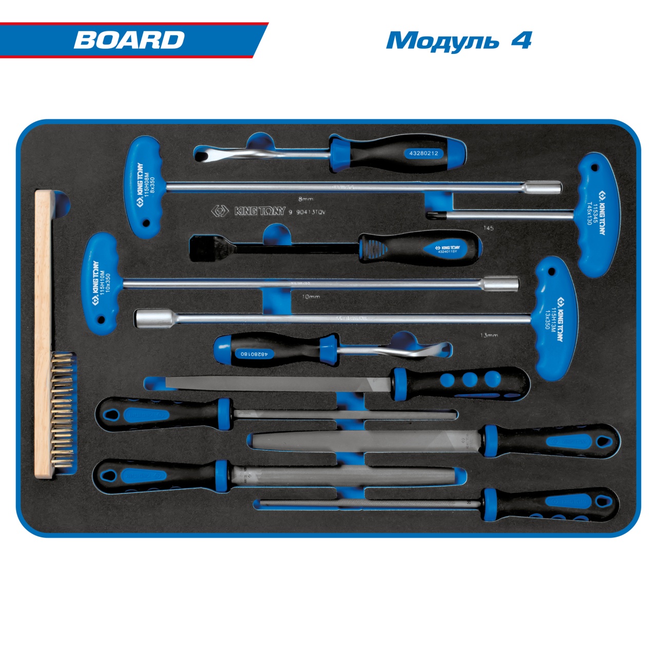 Набор инструментов 325 предметов, "BOARD", для тележки, 15 ложементов KING TONY 934-325MRVD