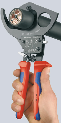 Кабелерез усиленный, с трещоткой 250 мм KNIPEX KN-9531250