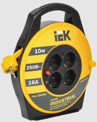 Удлинитель на катушке"Industrial" 10 м, 16 А IEK WKP15-16-04-10