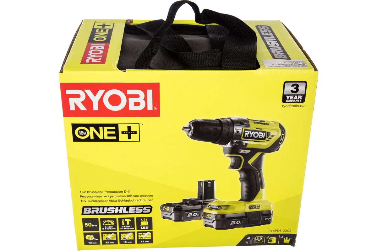 Аккумуляторная дрель-шуруповерт, ударная, ONE+,18В RYOBI R18PD5-220S