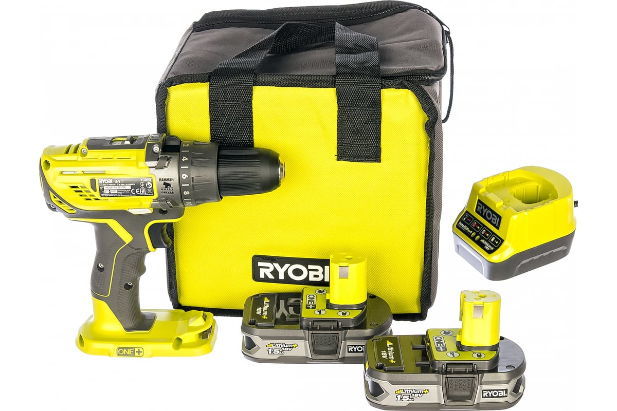 Аккумуляторная дрель-шуруповерт, ударная, ONE+,18В RYOBI R18PD3-215S