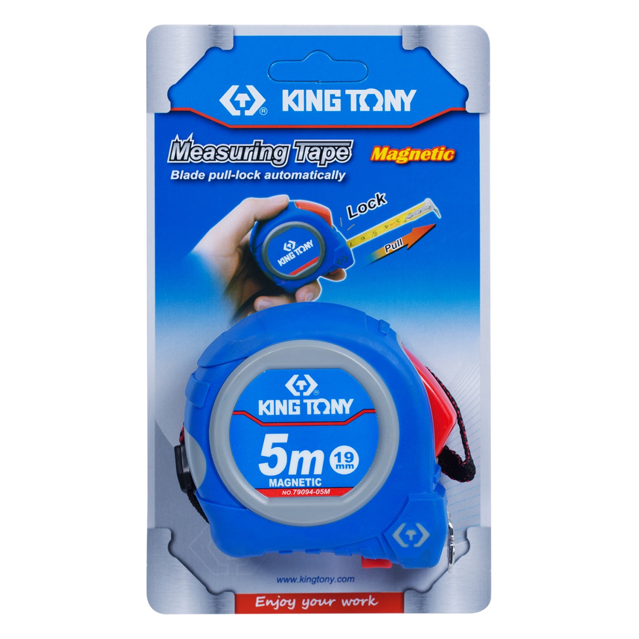 Рулетка измерительная 5 м, полотно 19 мм, магнитный крюк KING TONY 79094-05M