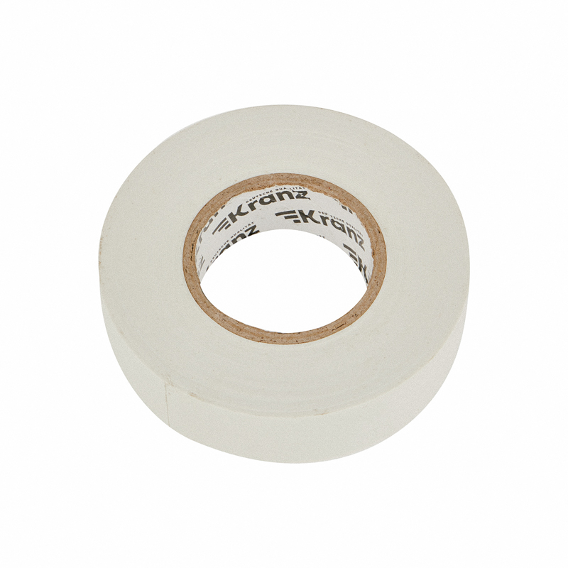 Изолента белая ПВХ, 19 мм х 20 м, профессиональная KRANZ KR-09-2801