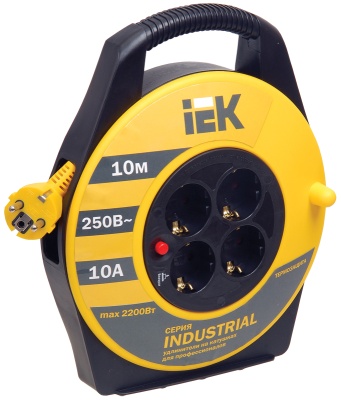 Удлинитель на катушке"Industrial" 10 м, 10 А IEK WKP14-10-04-10