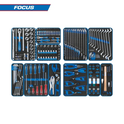 Набор инструментов 188 предметов, "FOCUS", для тележки, 11 ложементов KING TONY 934-188MRVD