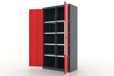 Шкаф металлический для инструмента двухсекционный, "Premium", темно-серый - красный FERRUM 13.2081-7016/3000