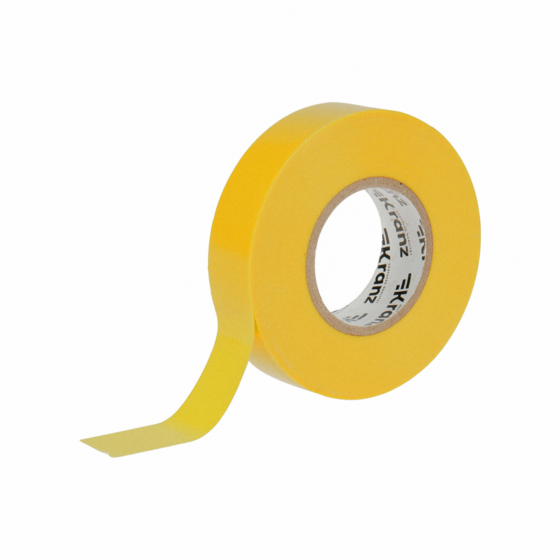 Изолента желтая ПВХ, 19 мм х 20 м, профессиональная KRANZ KR-09-2802