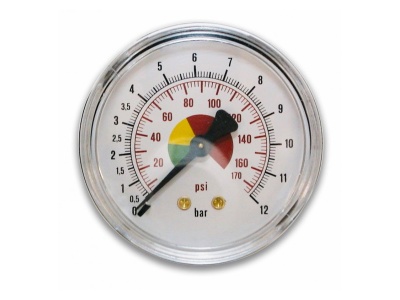 Манометр 1/4", 80 мм,  12 бар, осевой, цветная шкала VEPA M430/2