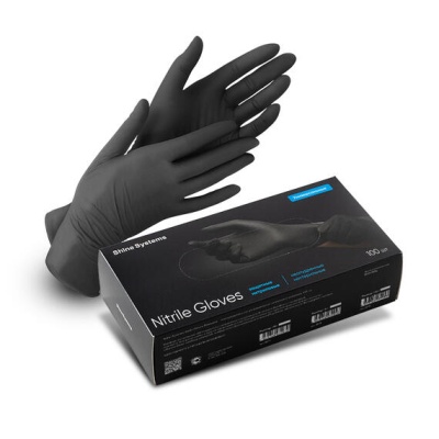 Перчатки нитриловые Nitrile Gloves, размер XL, черные, 100 шт Shine Systems SS412