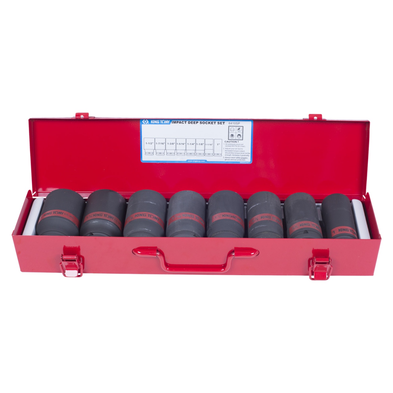 Набор ударных глубоких торцевых головок 3/4", шестигранные, 1"-1&1/2", 8 предметов KING TONY 6410SP