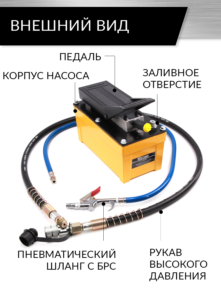Насос пневмогидравлический, 1600 мл CAR-TOOL CT-A3036