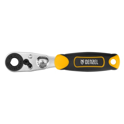 Трещотка 1/4", 90 мм, 52 зубца, флажковая, для вставок (бит) DENZEL 11633