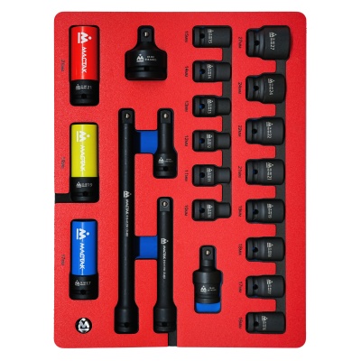 Набор ударных торцевых головок 1/2", шестигранные, 10-27 мм, ложемент, 22 предмета МАСТАК 5-054022