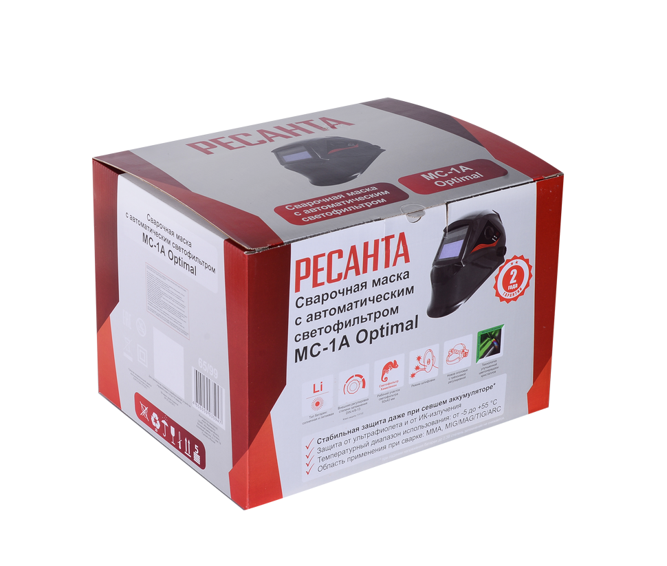 Маска сварочная МС-1А Optimal, регулируемый фильтр РЕСАНТА 65/99