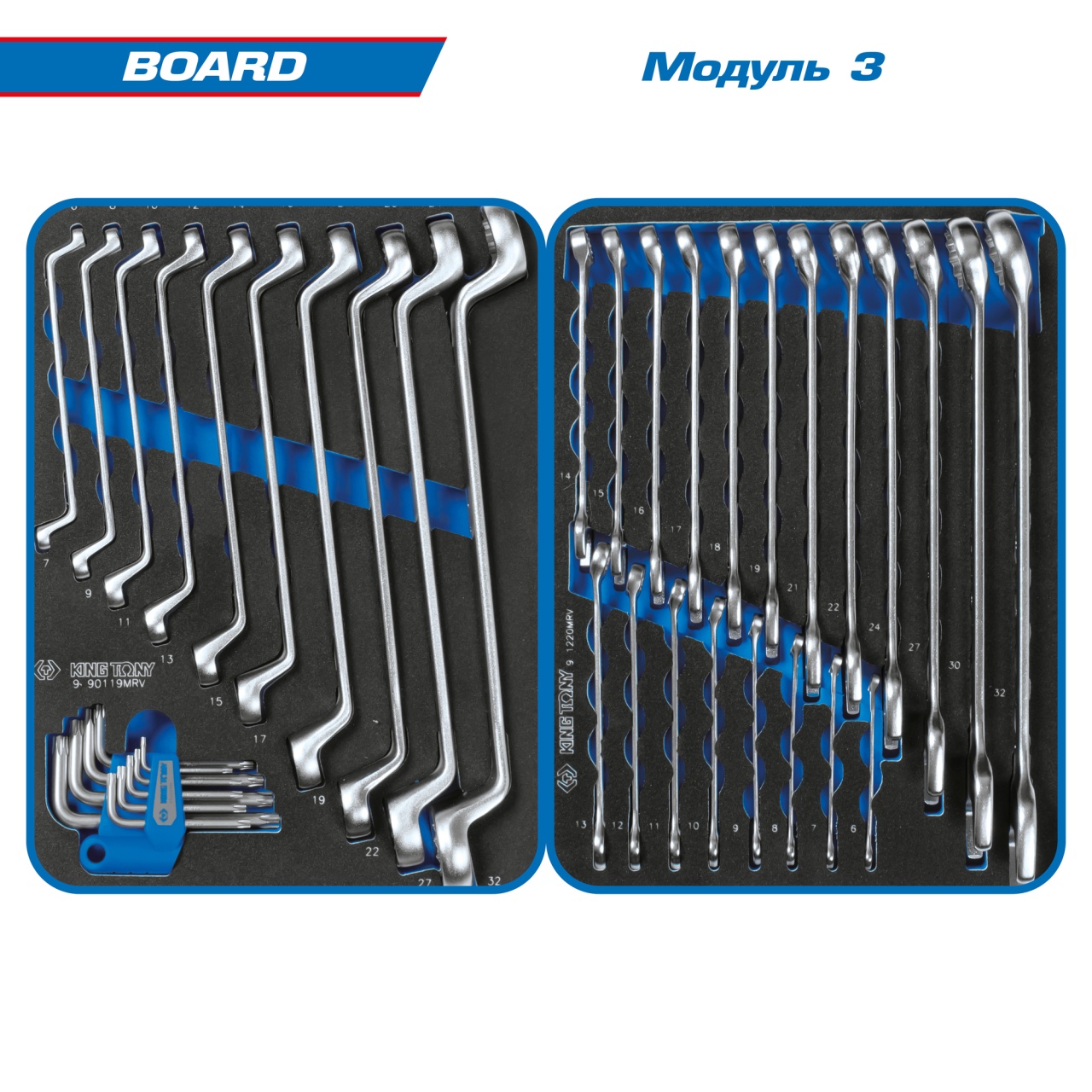 Набор инструментов 325 предметов, "BOARD", для тележки, 15 ложементов KING TONY 934-325MRVD