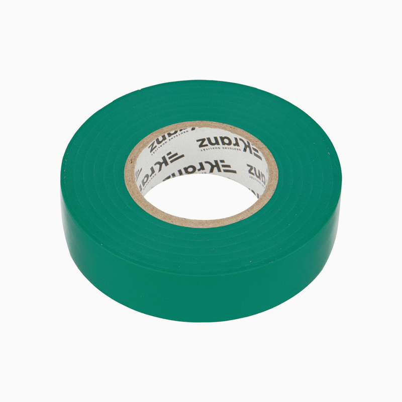 Изолента зеленая ПВХ, 19 мм х 20 м, профессиональная KRANZ KR-09-2803