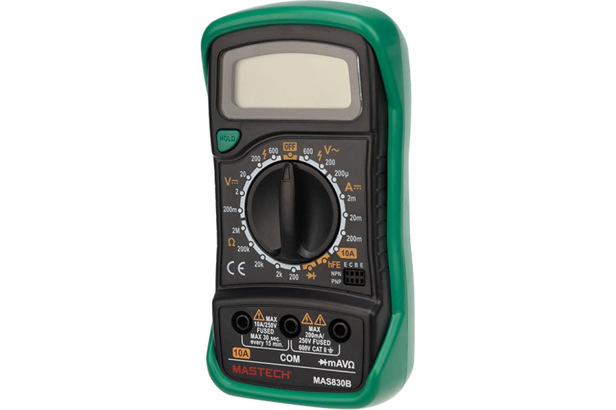 Мультиметр цифровой, обрезиненный корпус MASTECH MAS830B