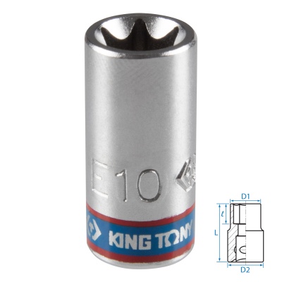 Головка торцевая TORX Е-стандарт 1/4", E10, L = 24 мм KING TONY 237510M