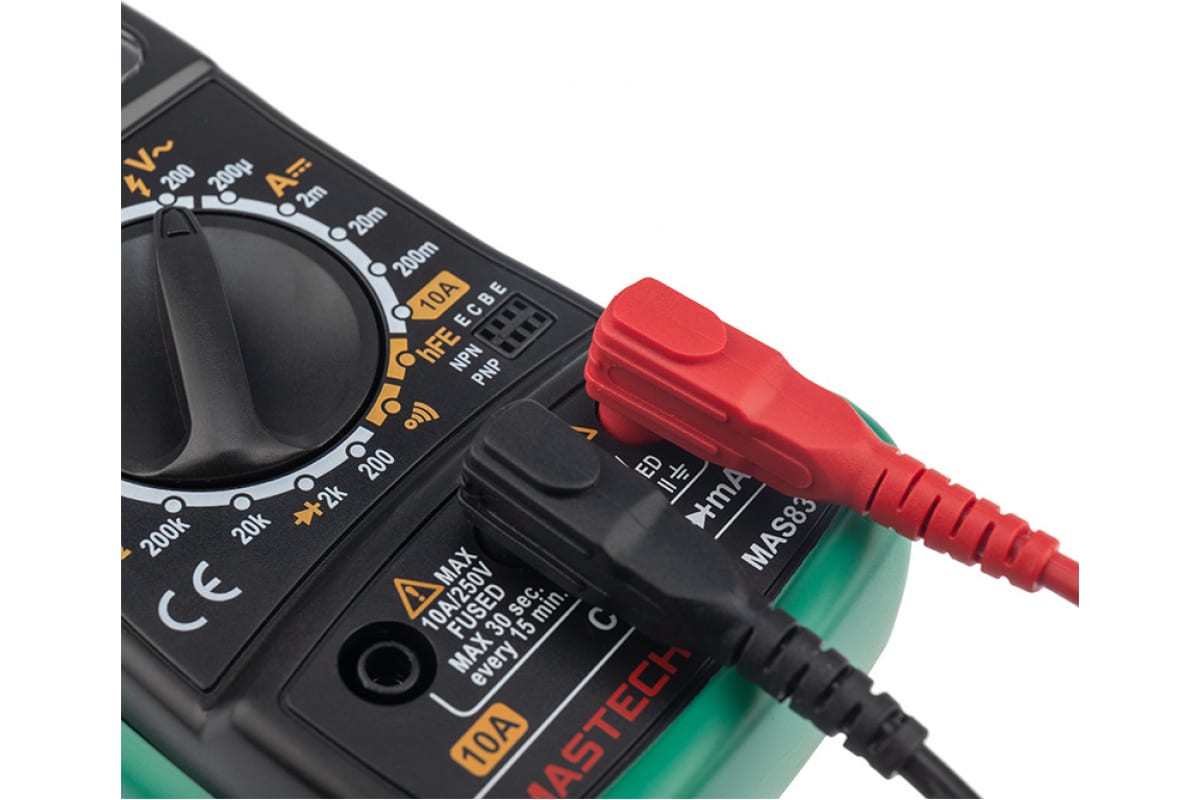 Мультиметр цифровой, обрезиненный корпус MASTECH MAS830