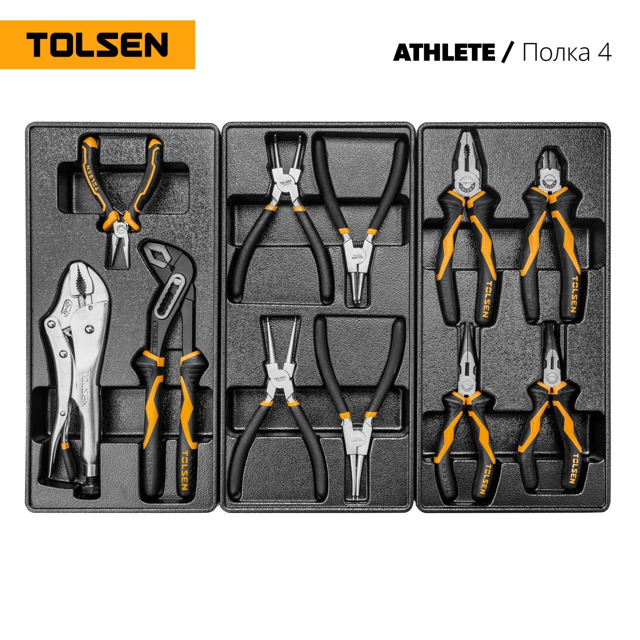 Набор инструментов 189 предметов, "ATHLETE", в черной тележке TOLSEN TT85412