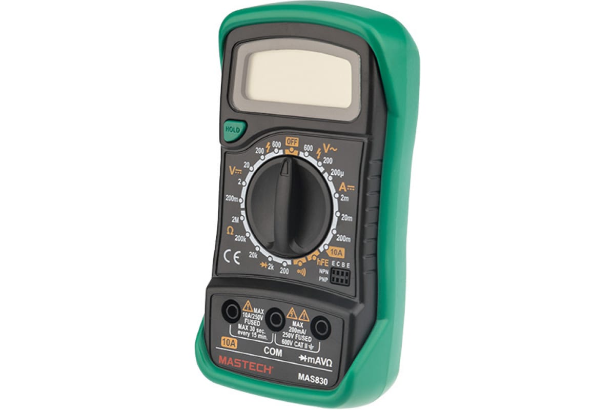 Мультиметр цифровой, обрезиненный корпус MASTECH MAS830