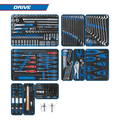 Набор инструментов 251 предмет, "DRIVE", для тележки, 10 ложементов KING TONY 934-251MRVD