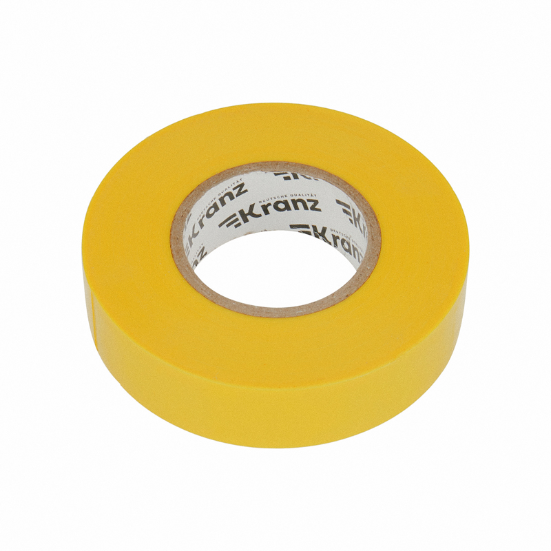 Изолента желтая ПВХ, 19 мм х 20 м, профессиональная KRANZ KR-09-2802