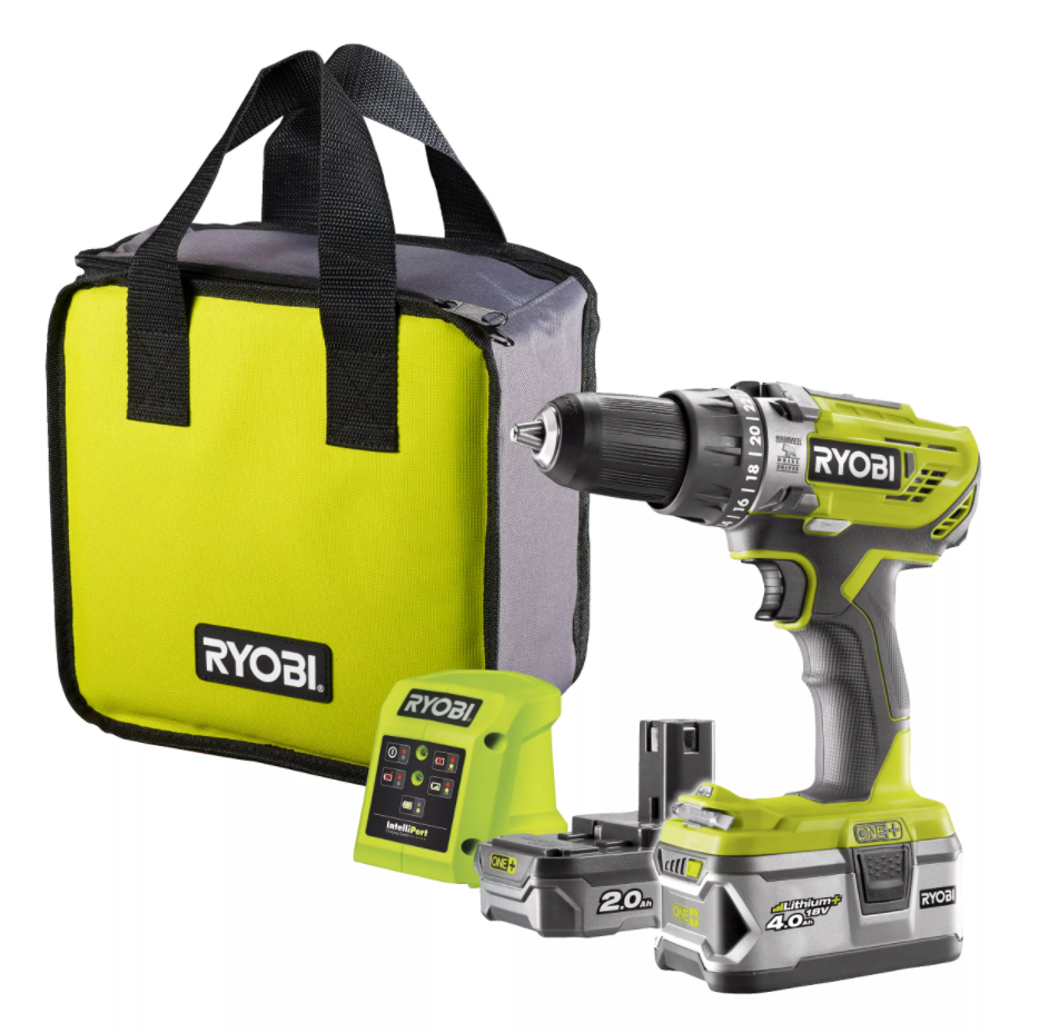 Аккумуляторная дрель-шуруповерт, ударная, ONE+,18В RYOBI R18PD3-242S