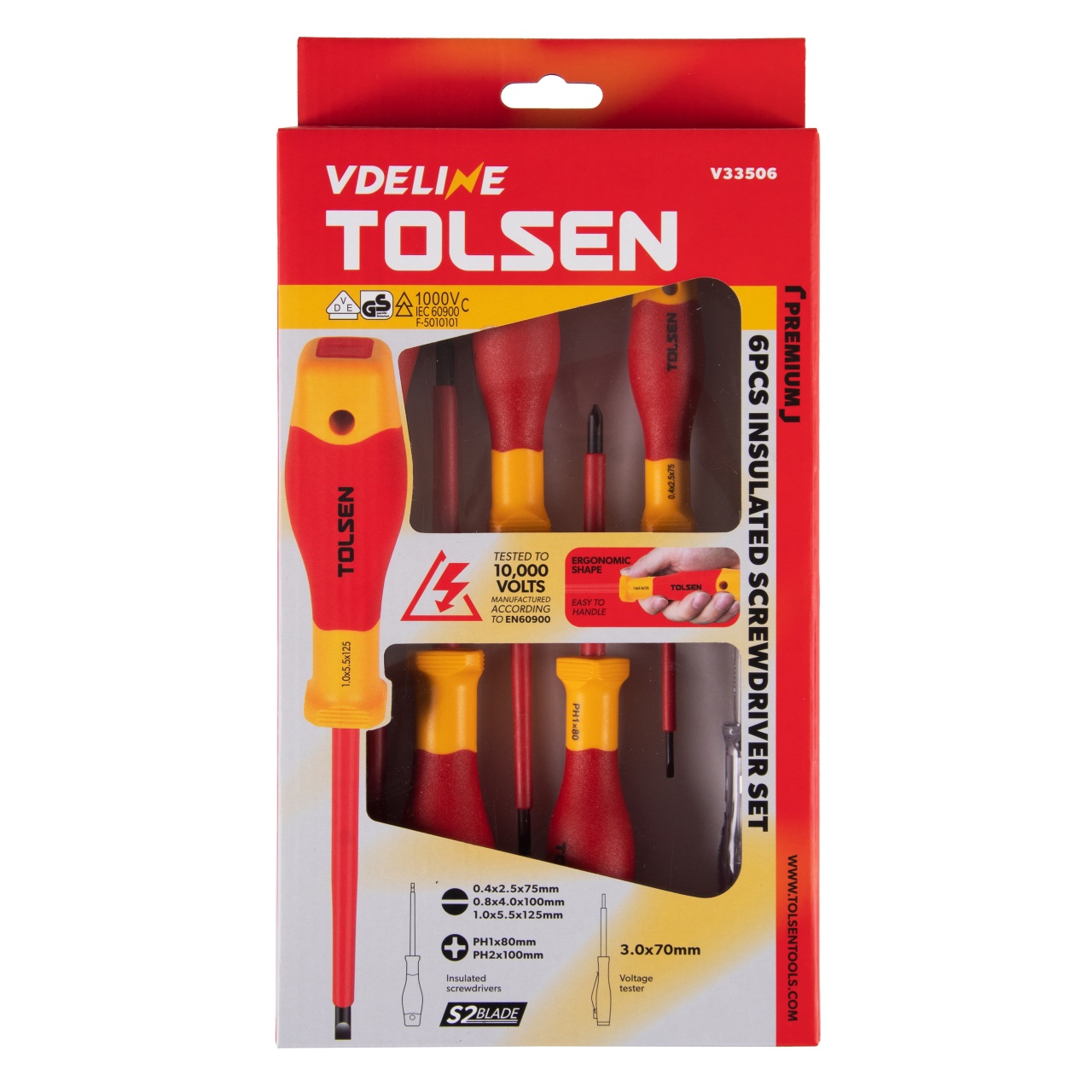 Набор отверток диэлектрических, 6 предметов TOLSEN TTV33506